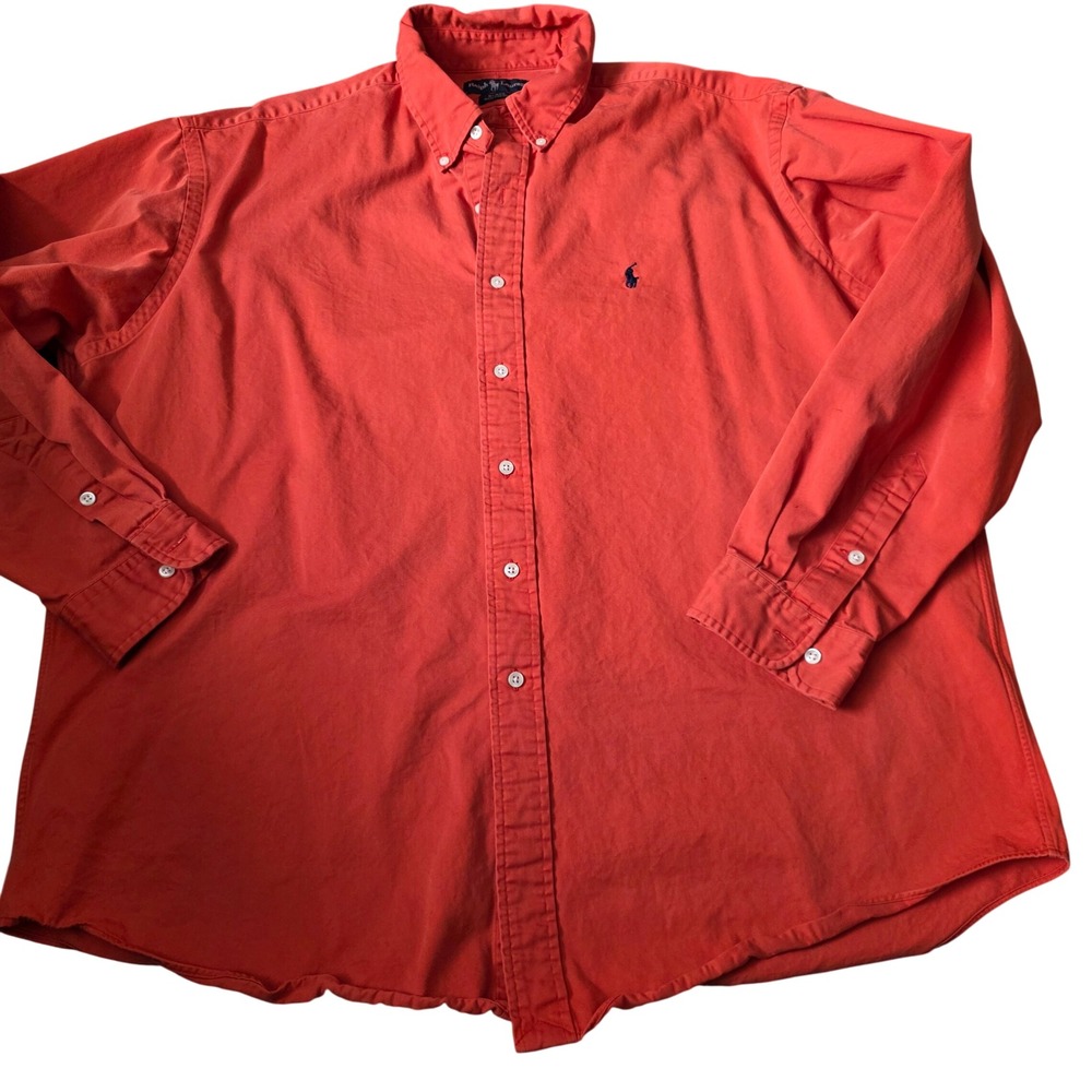 Ralph Lauren Blake Button‎ Down Shirt Coral Orange Long Sleeve Mens XL Cotton